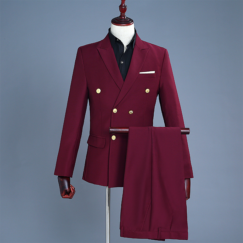 Men'S Grooming Dress Code - Setelan Jas Kancing Emas Dua Baris