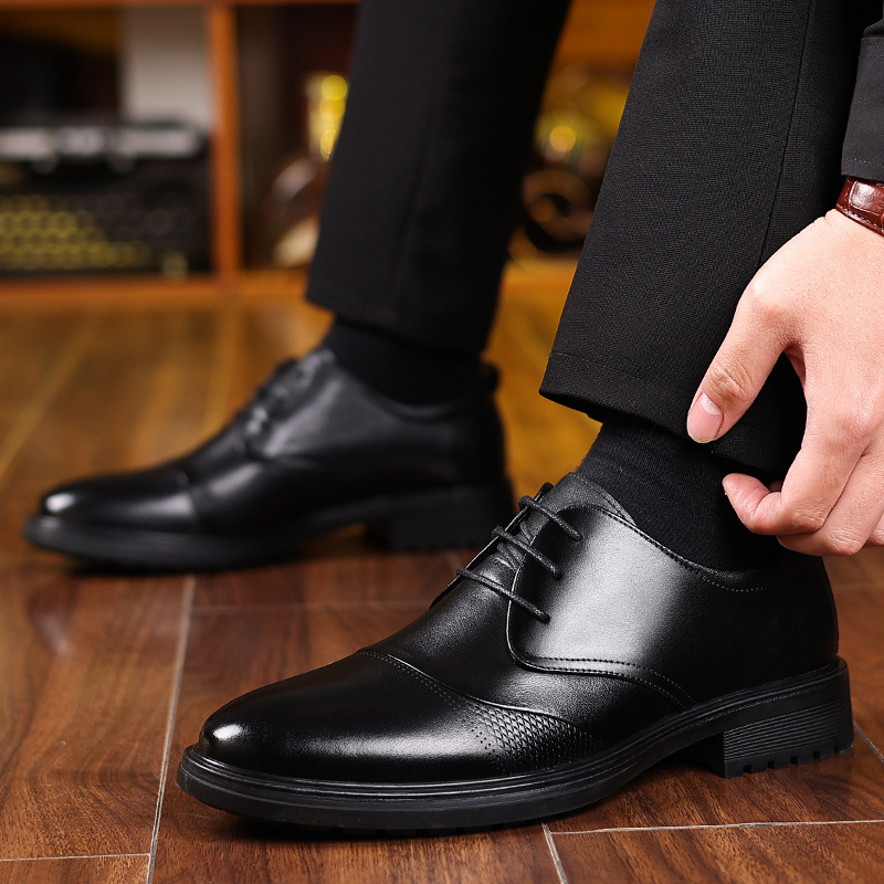 Men'S Grooming Oxford - Sepatu Oxford Kulit Asli Hitam Bertekstur